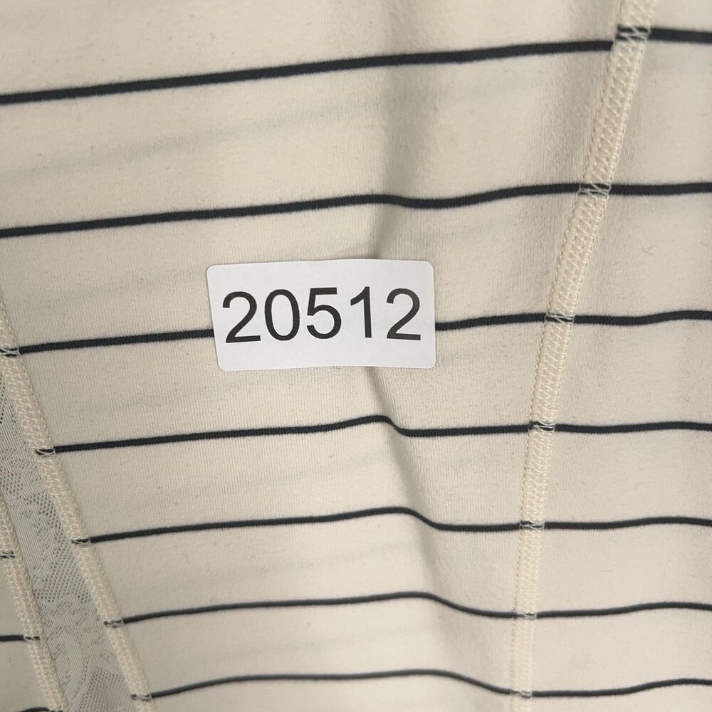 Lululemon Shirt Womens 6 Beige Stripe Full Tilt Long Sleeve Angel Wing - Picture 15 of 15